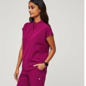 Figs Scrubs Set - Dark Magenta - Rafaela and High Waisted Zamora L/LP